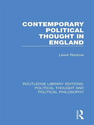 cover image of Contemporary Political Thought in England